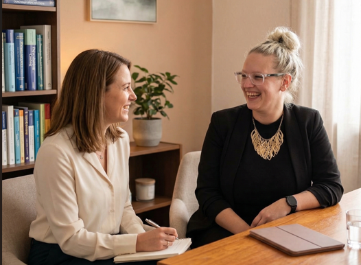Beratungsgespräch - Stephanie Lucassen im Gespräch mit einer Klientin